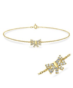 Elegant Bow with CZ Bracelet BRS-125-GP